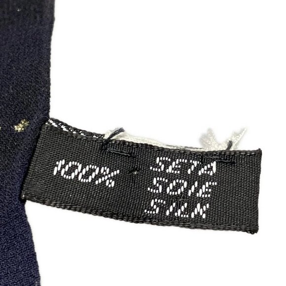 Auth Salvatore Ferragamo - Dark Navy Black Silk Scarf - Picture 3 of 4